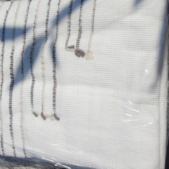 Knit Throw 50" x 60" with brown stripes by Lauren McBride - new in package - Picture 2 of 4